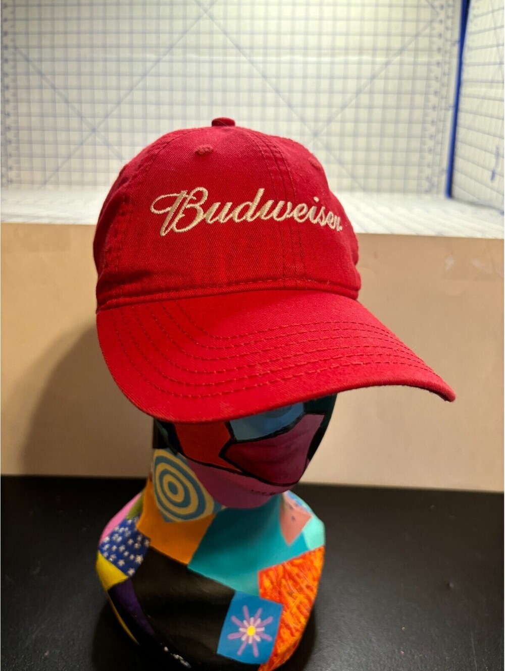 Budweiser Red Embroidered Adjustable Baseball Cap Camp David Strapback Hat